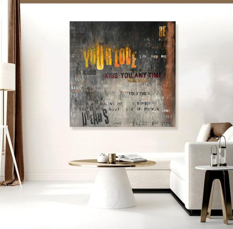 Industrial Text-Based Wall Art Grunge Graffiti Style Art Bold Urban Typography Painting for Modern Loft Decor
