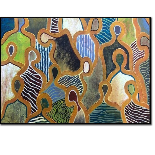 Abstract Painting Colorful People on Canvas Original Oil Painting Contemporary Wall Art Abstract Colorful People for Living Room