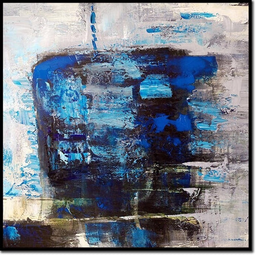 Vibrant Blue Abstract Textured Painting - Modern Expressionist Wall Art - Handmade Original Artwork