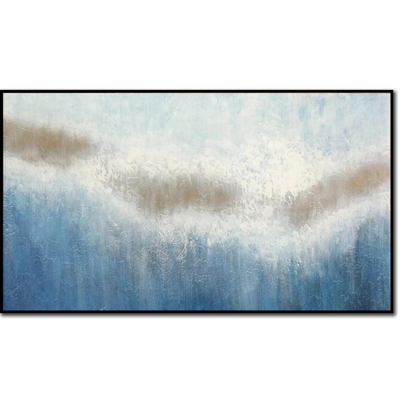 Canvas Painting In The Living Room, Blue Abstract Painting On Canvas, White Abstract Art, Large Abstract Painting, Contemporary Art Abstract