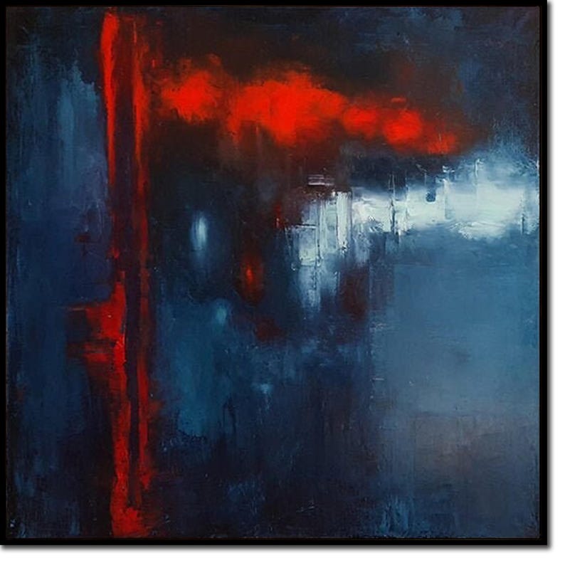 Large Abstract Blue Paintings On Canvas Original Blue Artwork Textured Oil Painting Expressionist Wall Art Handmade Painting For Living Room