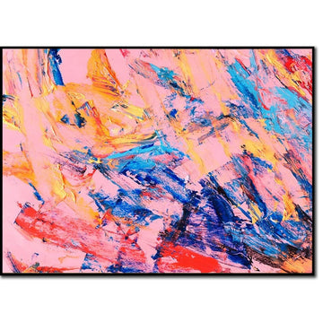 Abstract Painting Bright Wall Art Colorful Artwork Palette Knife Oil Painting Pink Painting Textured Wall Art Oversized Wall Art