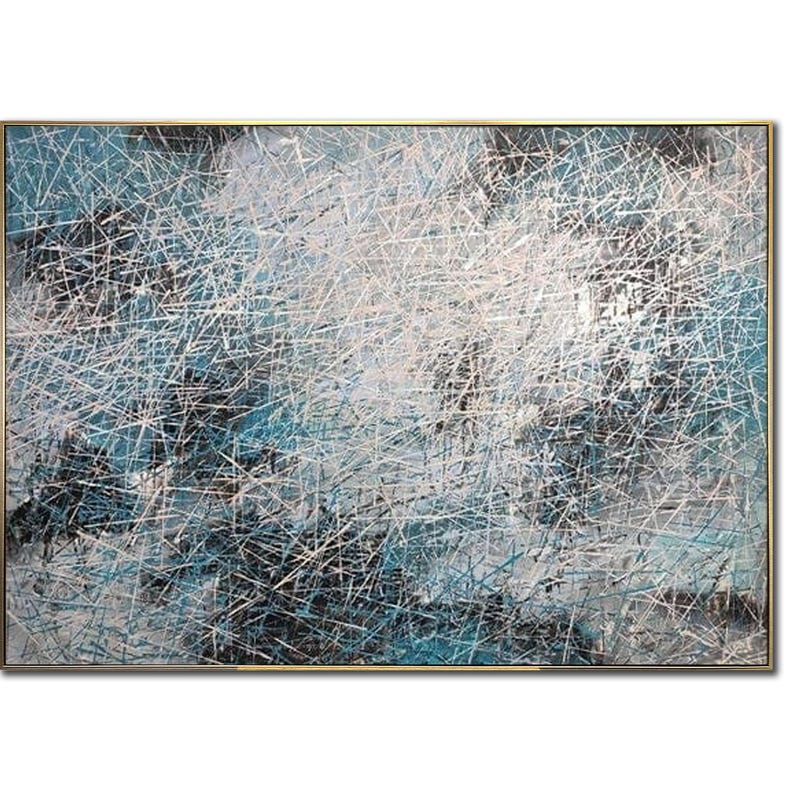 Modern Art, Large Original Blue Gray Abstract Painting On Canvas, Abstract Acrylic Painting on Canvas, Abstract Art on Canvas 36x49"