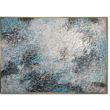 Modern Art, Large Original Blue Gray Abstract Painting On Canvas, Abstract Acrylic Painting on Canvas, Abstract Art on Canvas 36x49"