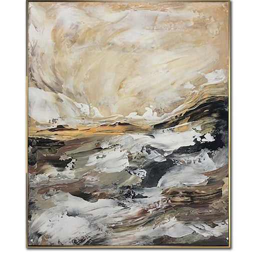 Abstrakt beige maleri stort oliemaleri moderne vægkunst brunt maleri på lærred originalt kunstværk kontorvægdekoration tekstureret vægkunst