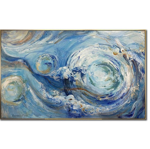 Abstract Blue Painting Large Framed Wall Art Unique Wall Art Living Room Decor Blue Wall Art Hand Painted Art Office Wall Decor Modern Art