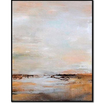 Abstract Landscape Painting Seascape Canvas Original Beige Art Minimalist Wall Art Modern Abstract Horizon Wall Decor Earthy Tones Art