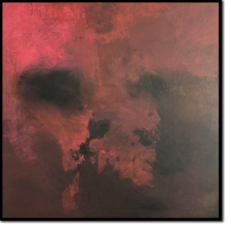 Dark Abstract Skull Painting Red Black Art Large Modern Canvas Wall Decor Mysterious Gothic Oil Acrylic Handmade Halloween Style