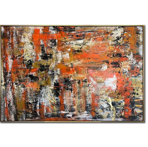 Abstract Orange Oil Painting On Canvas Original Colorful Textured Artwork Modern Decor for Home DESERT CITY