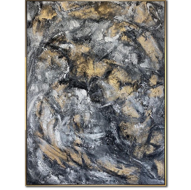 Abstract Gold Leaf Custom Oil Painting Original Textured Wall Art Modern Artwork Decor for Bedroom GOLDEN SWAMP