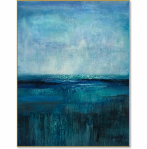 Calming Ocean Abstract Art - Large Blue Canvas Painting for Modern Coastal Decor - Tranquil Wall Art for Living Room or Bedroom