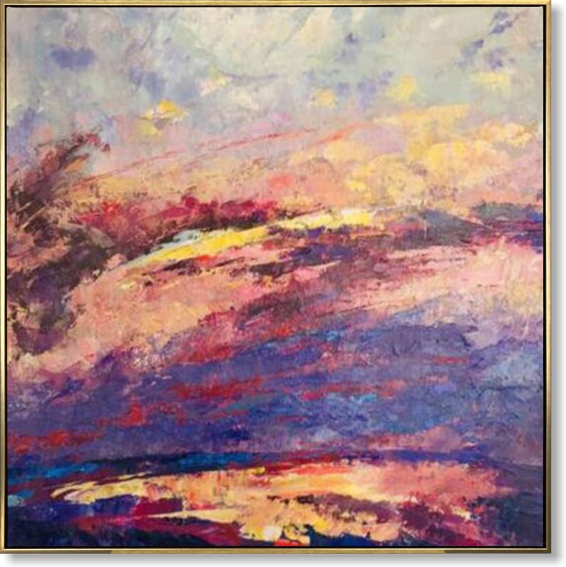 Abstract Sunset Painting Landscape Abstract Textured Wall Art Impressionist Landscape Colorful Natural Beauty Living Room Decor