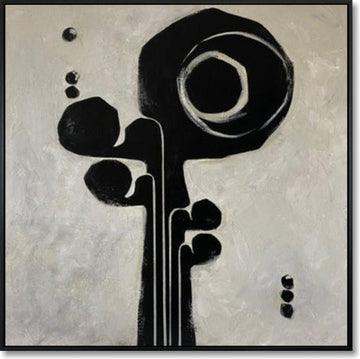 Abstrakte schwarz-weiße Cello-Gemälde auf Leinwand, moderner Minimalismus, Musikinstrumentenkunst, strukturiertes monochromes Ölgemälde für Zuhause