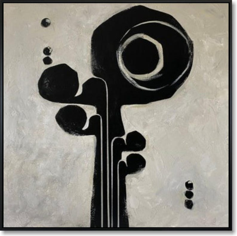 Abstrakte schwarz-weiße Cello-Gemälde auf Leinwand, moderner Minimalismus, Musikinstrumentenkunst, strukturiertes monochromes Ölgemälde für Zuhause