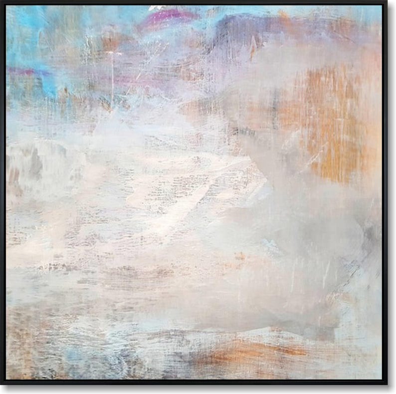 Oversized Abstract Beige Paintings on Canvas Original Oil Painting Textured Gray Painting Stand with Ukraine Art for Living Room Wall Decor