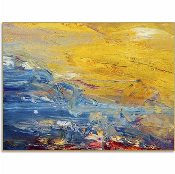 Textured Abstract Landscape Painting - Vibrant Blue and Yellow Wall Art - Original Handmade Artwork