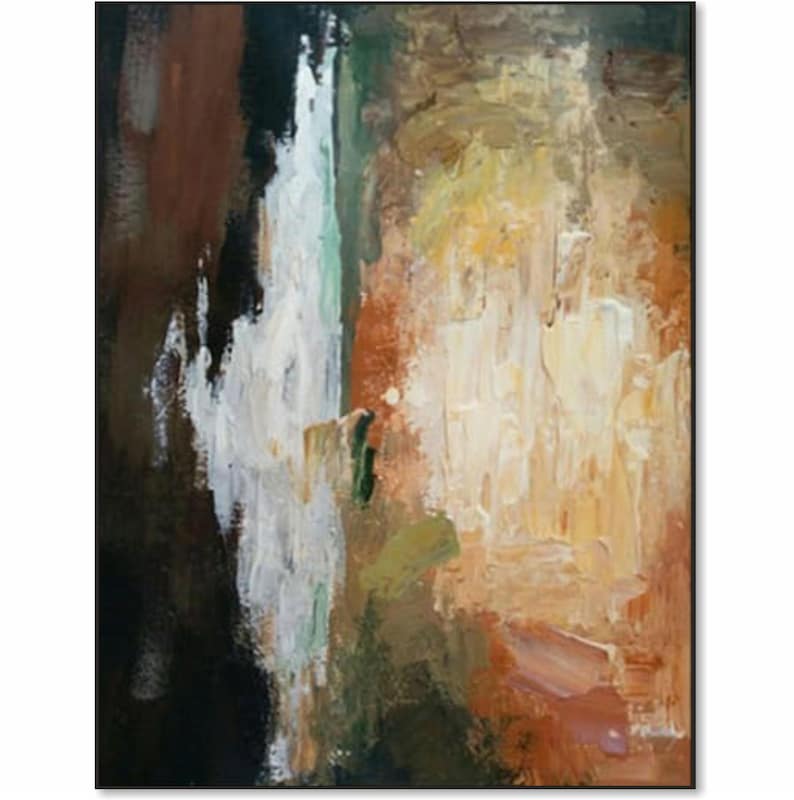 Large Abstract Painting on Canvas Brown Wall Art Neutral Artwork Original Oil Painting Hand Painted Art for Lake House Decor