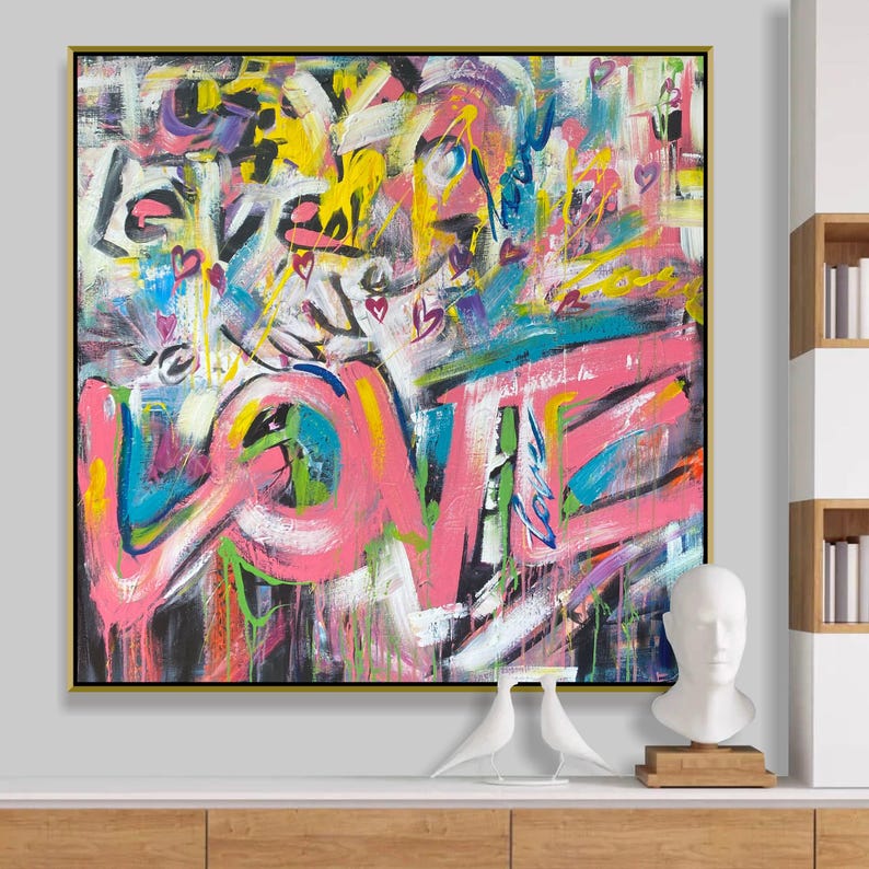 Vibrant Graffiti-Inspired LOVE Art - Street Style Bold Pop Art for Modern Urban Home Decor