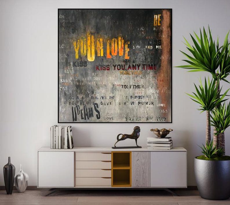 Industrial Text-Based Wall Art Grunge Graffiti Style Art Bold Urban Typography Painting for Modern Loft Decor