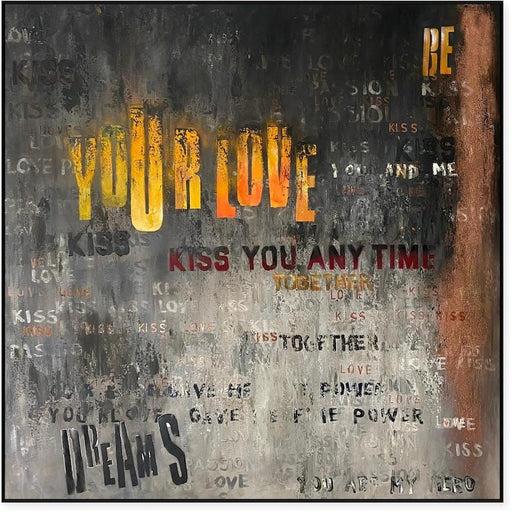 Industrial Text-Based Wall Art Grunge Graffiti Style Art Bold Urban Typography Painting for Modern Loft Decor