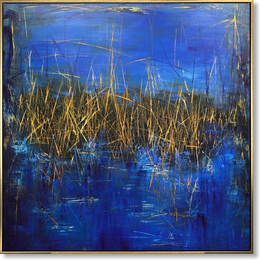 Large Abstract Blue and Gold Nature Art Original Landscape Paintings On Canvas Modern Wall Art for Home Decor