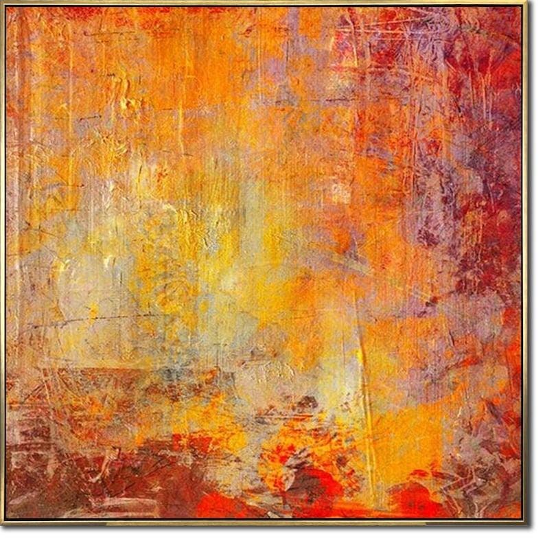 Orange Painting Large Orange Modern Painting Oil Painting Abstract Painting Acrylic Canvas Wall Painting Living Room Frame Wall Art