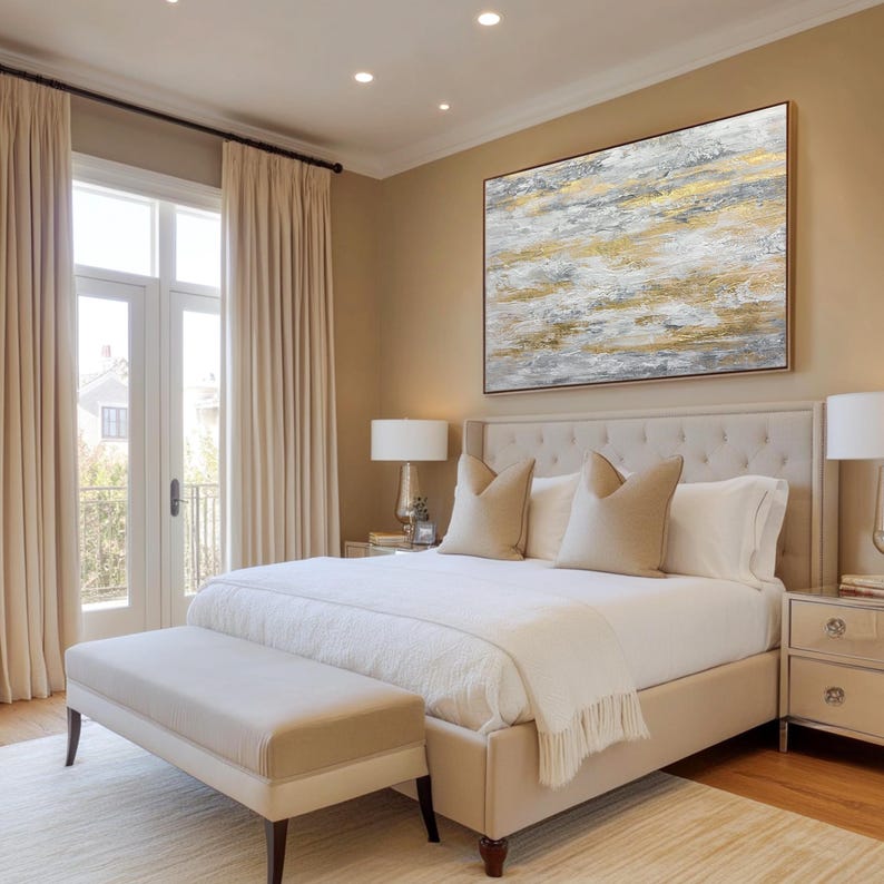 Luxury Gold and Silver Abstract Painting - Modern Metallic Wall Art for Elegant Interiors