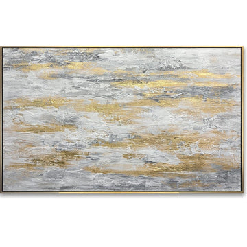 Luxury Gold and Silver Abstract Painting - Modern Metallic Wall Art for Elegant Interiors
