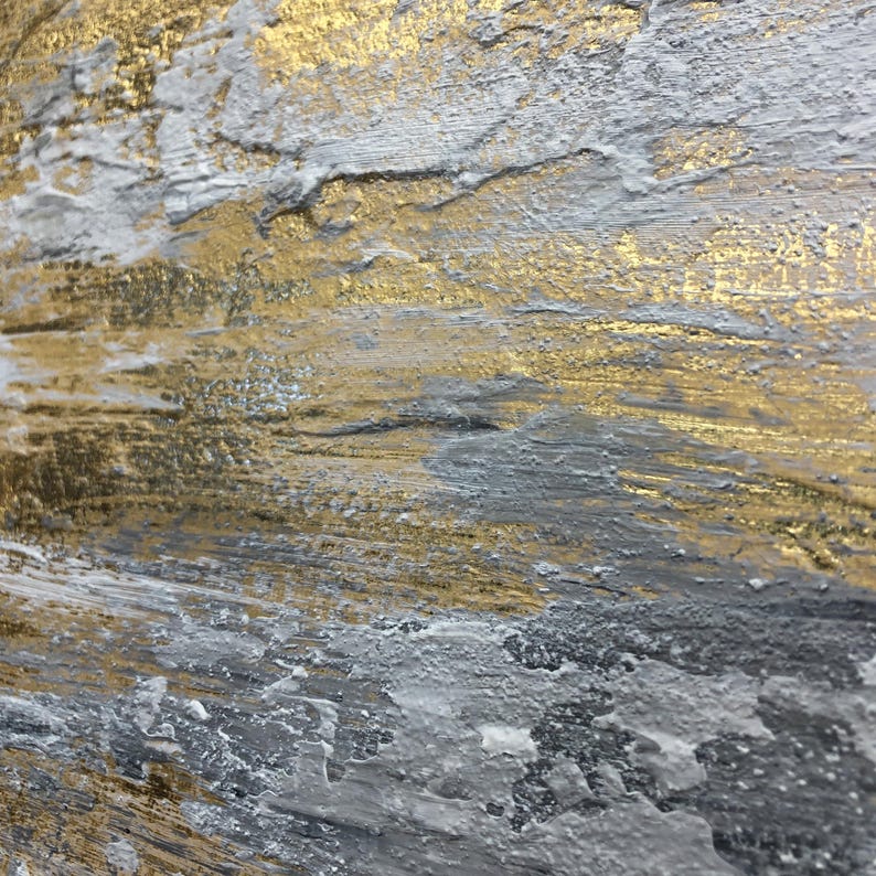 Luxury Gold and Silver Abstract Painting - Modern Metallic Wall Art for Elegant Interiors
