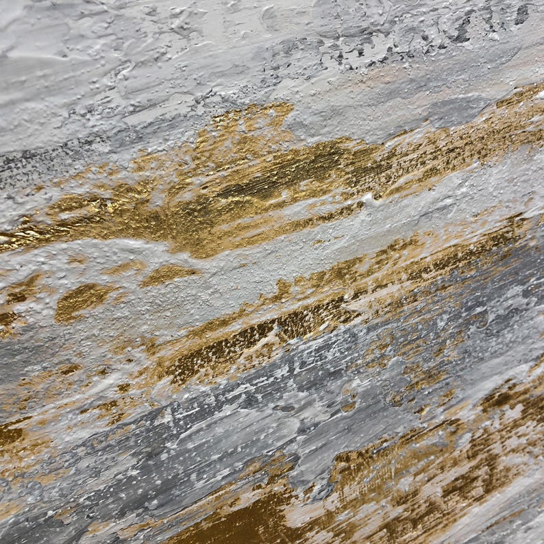Luxury Gold and Silver Abstract Painting - Modern Metallic Wall Art for Elegant Interiors