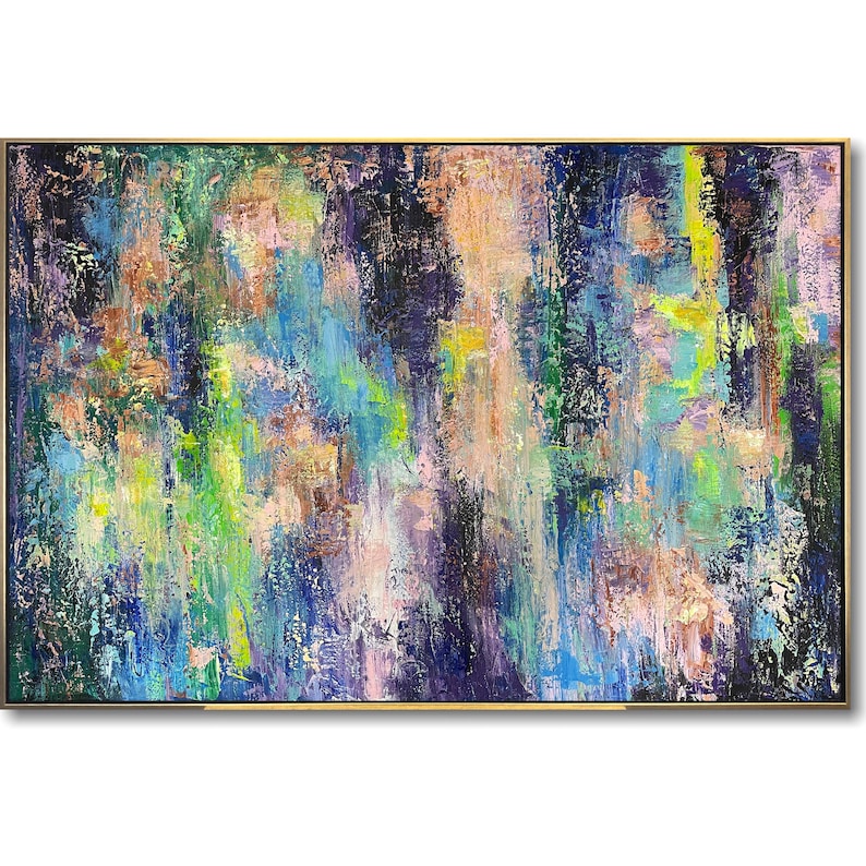 Colorful Painting Abstract Textured Painting Large Canvas Art Multicolor Wall Art Original Painting Custom Wall Art Dining Room Wall Art