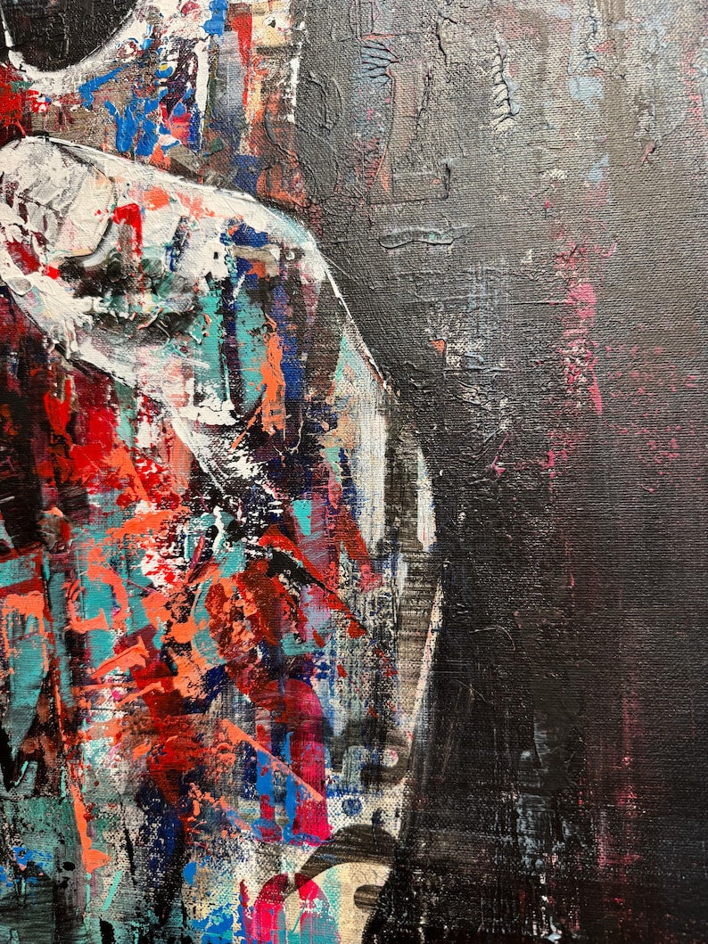 Large Abstract Peace Sign Hand Painting Urban Pop Art Modern Acrylic Painting on Canvas Graffiti-Inspired Mixed Media Wall Decor