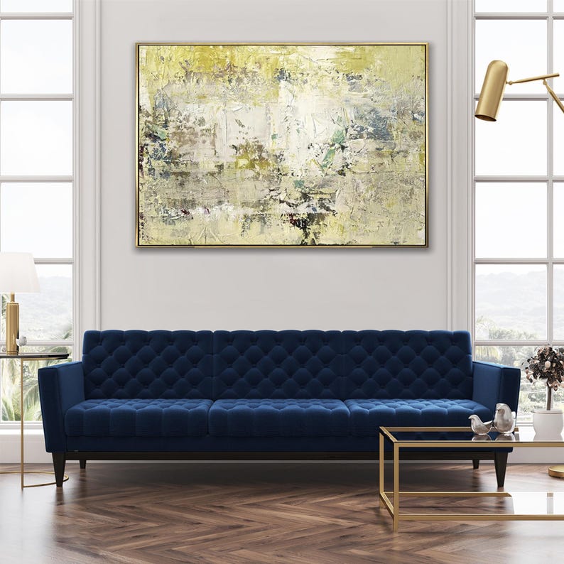 Abstrakt maleri Gult maleri Brugerdefineret oliemaleri Håndlavet gave Stue vægkunst Soveværelsesindretning Originalt maleri vægdekoration