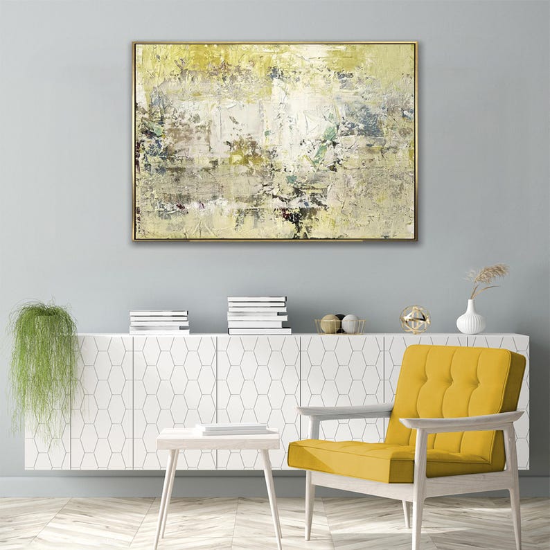 Abstrakt maleri Gult maleri Brugerdefineret oliemaleri Håndlavet gave Stue vægkunst Soveværelsesindretning Originalt maleri vægdekoration