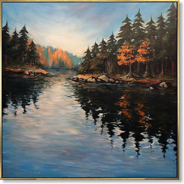 Forest Painting Abstract Autumn Landscape Wall Art Lake Painting Nature Paintings on Canvas Large Wall Art Modern Art Living Room Decor