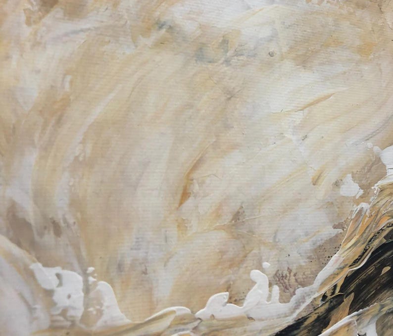 Abstrakt beige maleri stort oliemaleri moderne vægkunst brunt maleri på lærred originalt kunstværk kontorvægdekoration tekstureret vægkunst