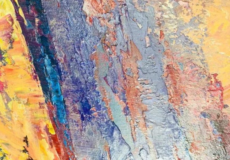 Abstract Sunset Painting Landscape Abstract Textured Wall Art Impressionist Landscape Colorful Natural Beauty Living Room Decor