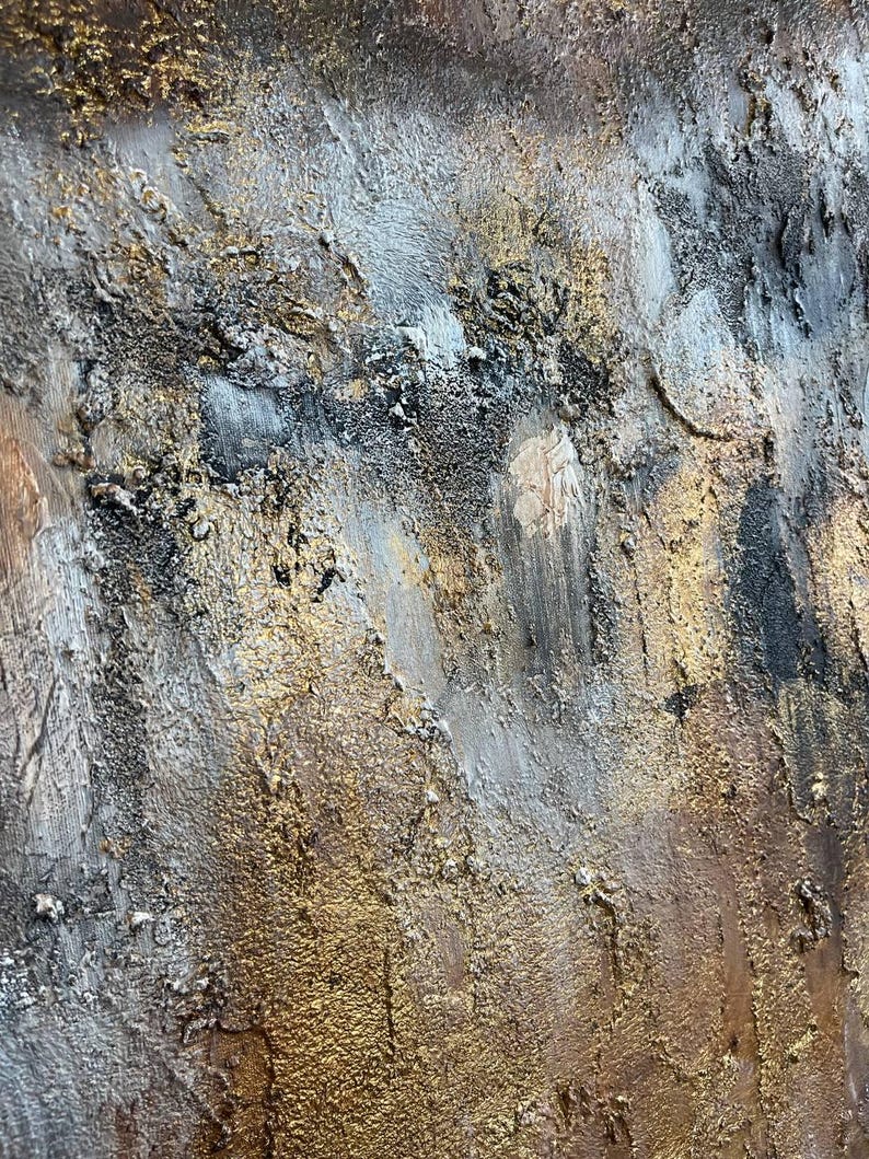 Original Gold Leaf Artwork Custom Oil Painting Abstract Textured Wall Art Decor for Bedroom GOLDFIELD