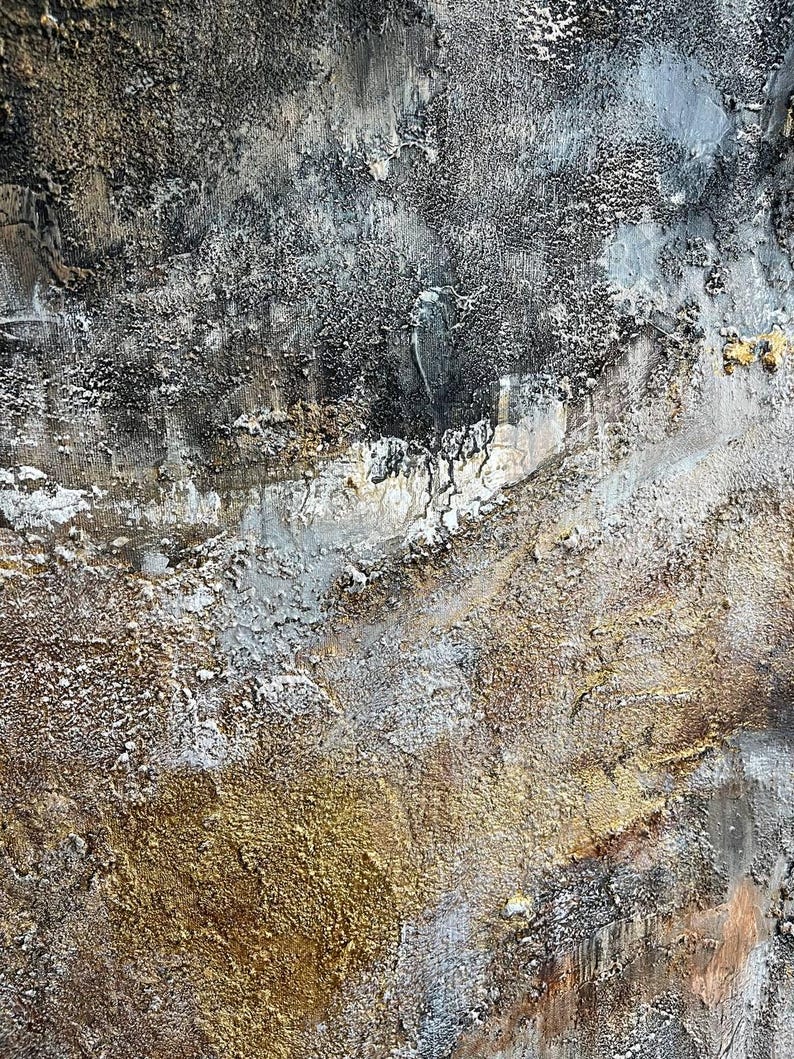 Original Gold Leaf Artwork Custom Oil Painting Abstract Textured Wall Art Decor for Bedroom GOLDFIELD
