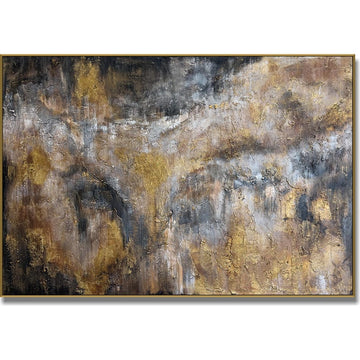 Original Gold Leaf Artwork Custom Oil Painting Abstract Textured Wall Art Decor for Bedroom GOLDFIELD