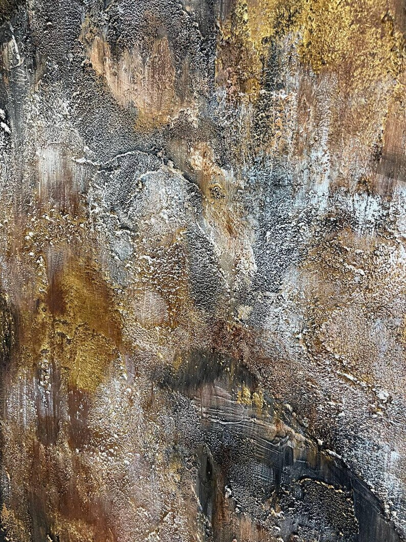Original Gold Leaf Artwork Custom Oil Painting Abstract Textured Wall Art Decor for Bedroom GOLDFIELD