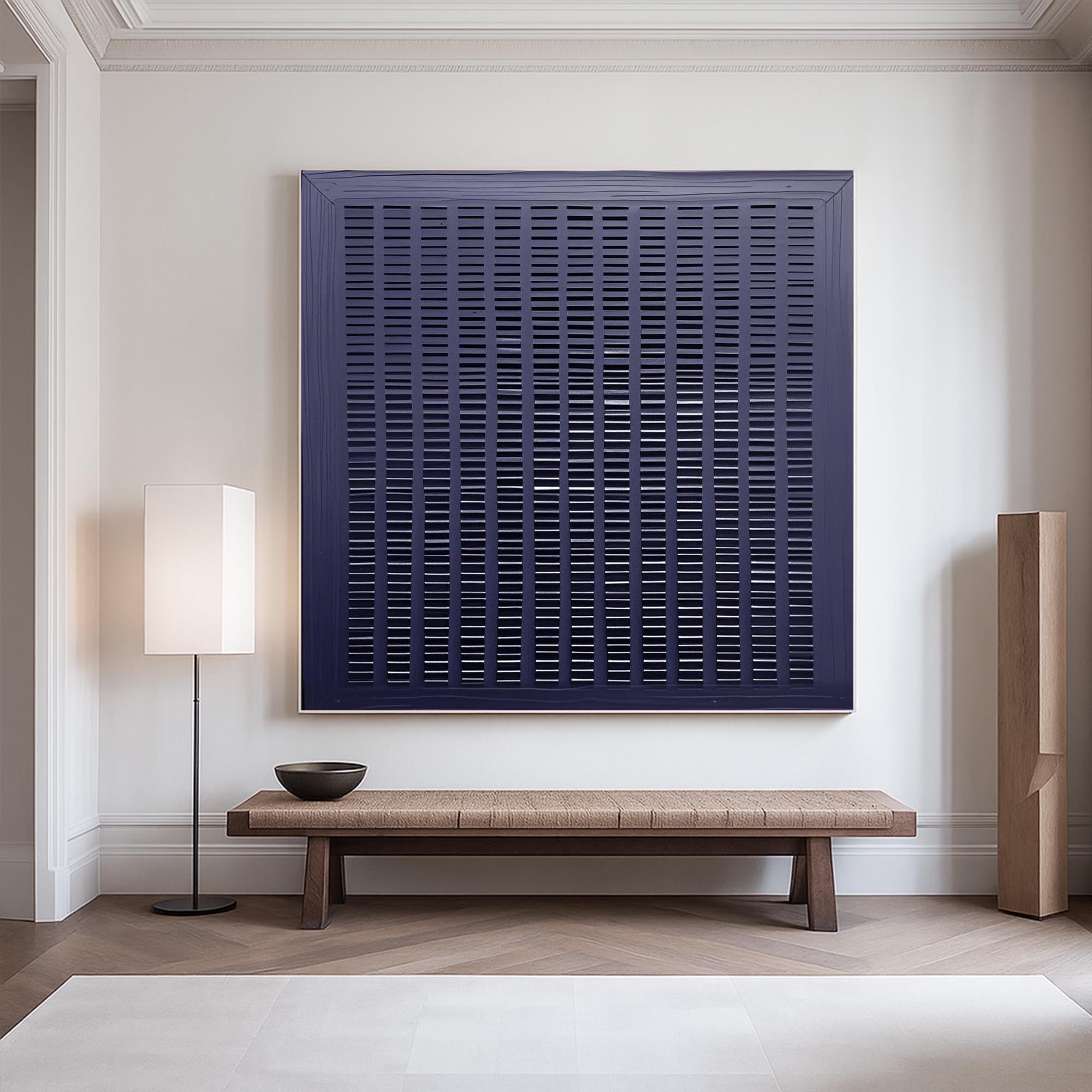 Original Black Abstract Oil Painting on Canvas | Textured Vertical Lines Wall Art | Modern Minimalist Geometric Home Decor for Living Room