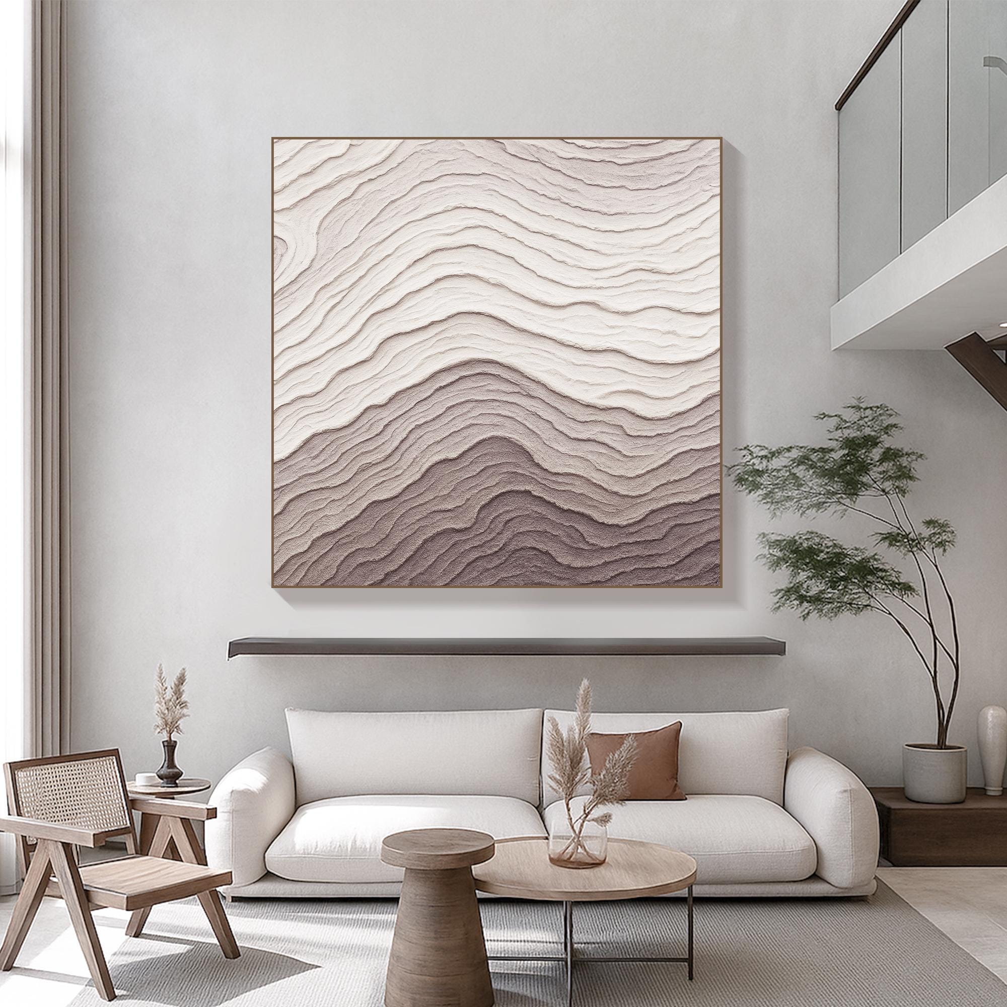 Original Layered Neutral Texture Oil Painting | Handcrafted Topographic Abstract Canvas Art | Earth Tone Modern Minimalist Wall Decor
