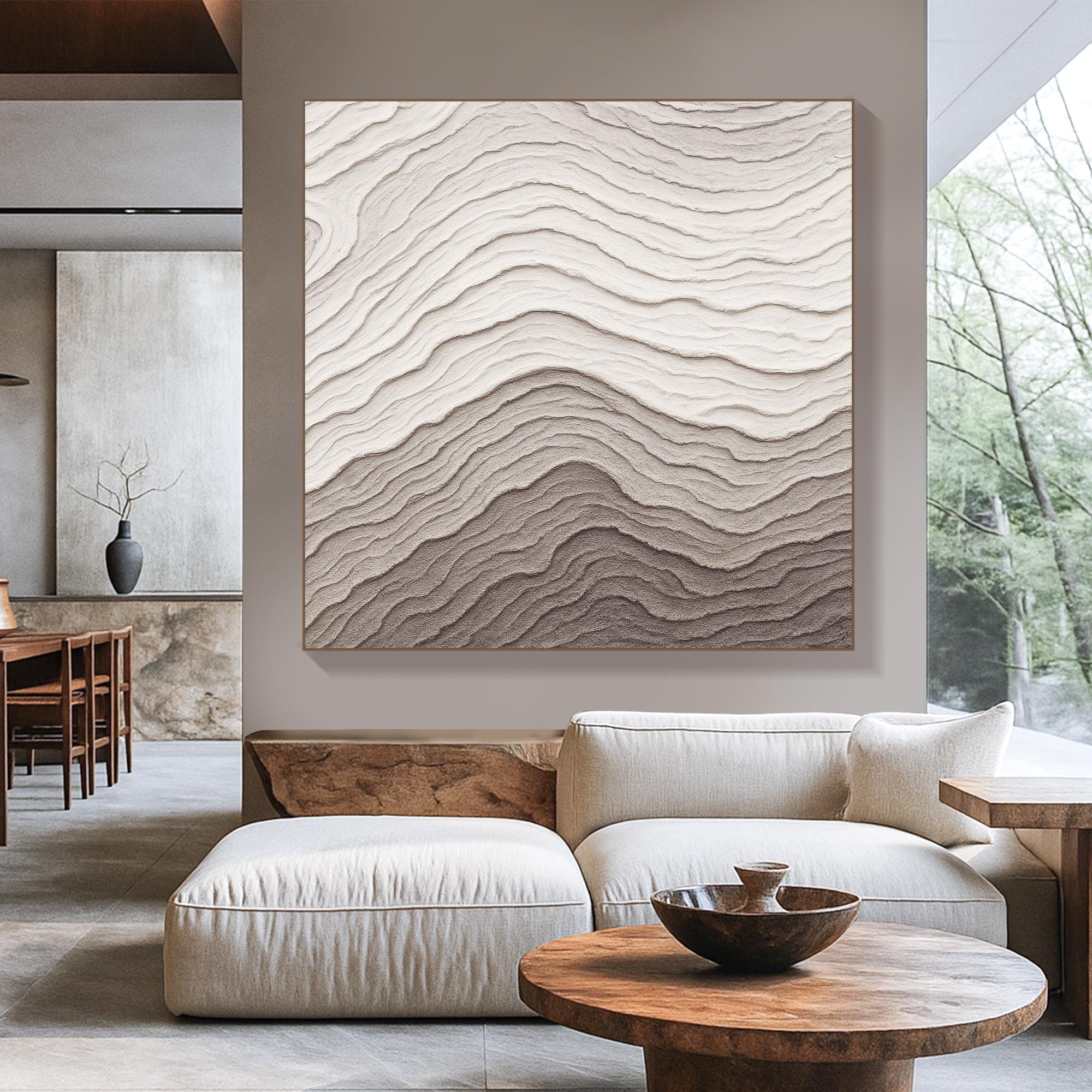 Original Layered Neutral Texture Oil Painting | Handcrafted Topographic Abstract Canvas Art | Earth Tone Modern Minimalist Wall Decor