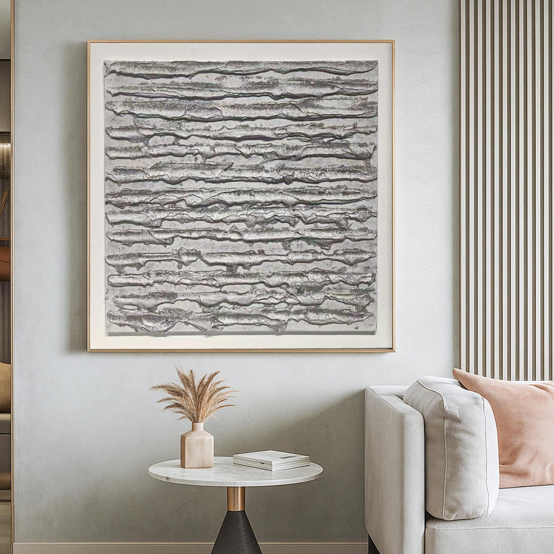 Original Grey Textured Abstract Oil Painting Handcrafted Sculptural Layered CanvasArt Minimal Relief Wall Decor for Modern Organic Interiors
