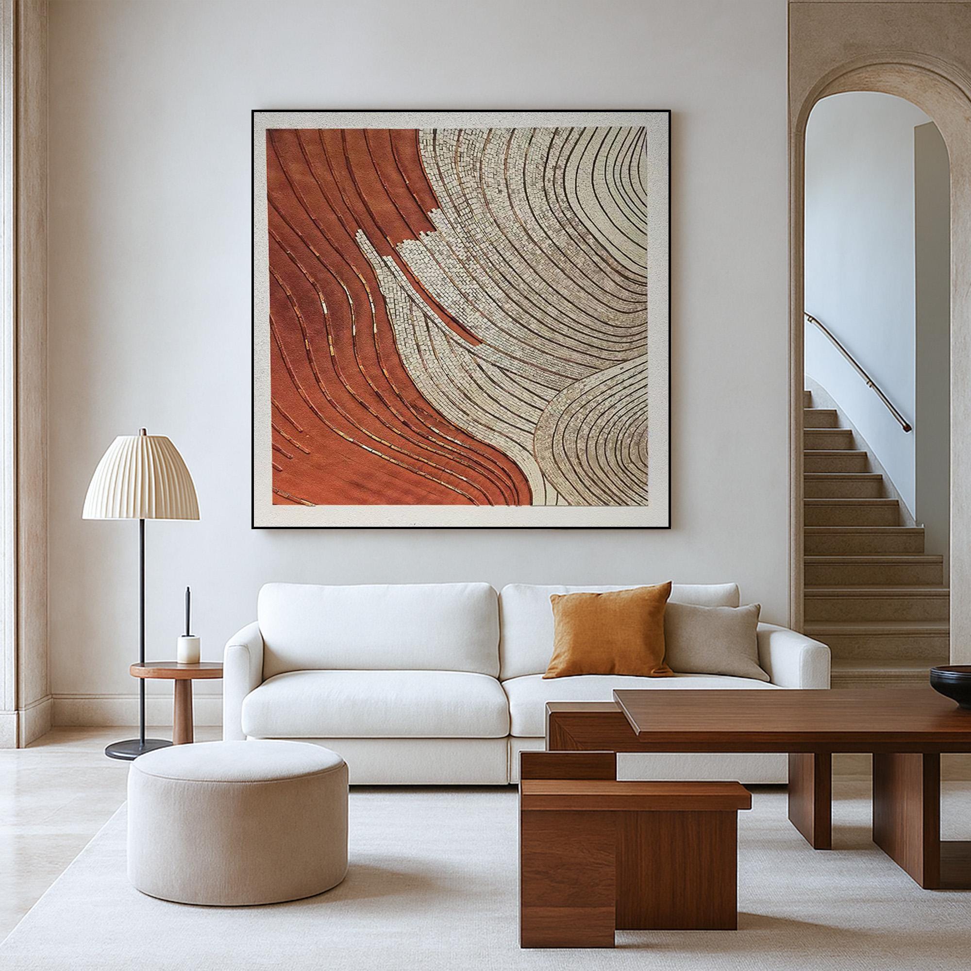 Textured Abstract Wall Art on Canvas | Earth Tone Curved Line Painting | Modern Handcrafted Organic Flow Artwork for Boho Home Aesthetic