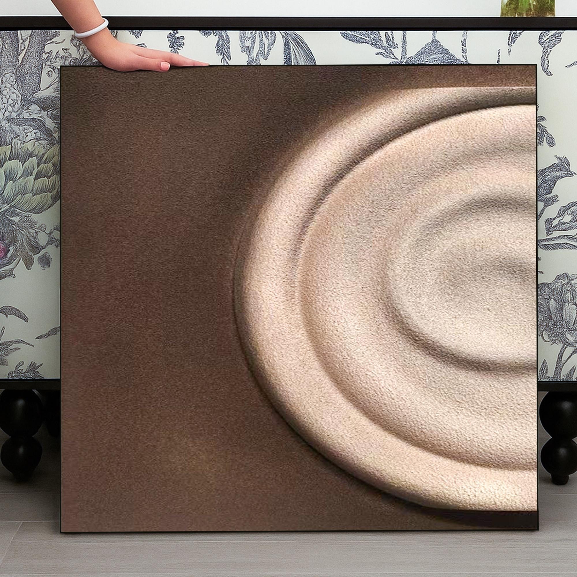 Minimalist Textured Oil Painting on Canvas, Abstract Neutral Circle Wall Art, Hand Painted Modern Earth Tone Decor for Bedroom or Office