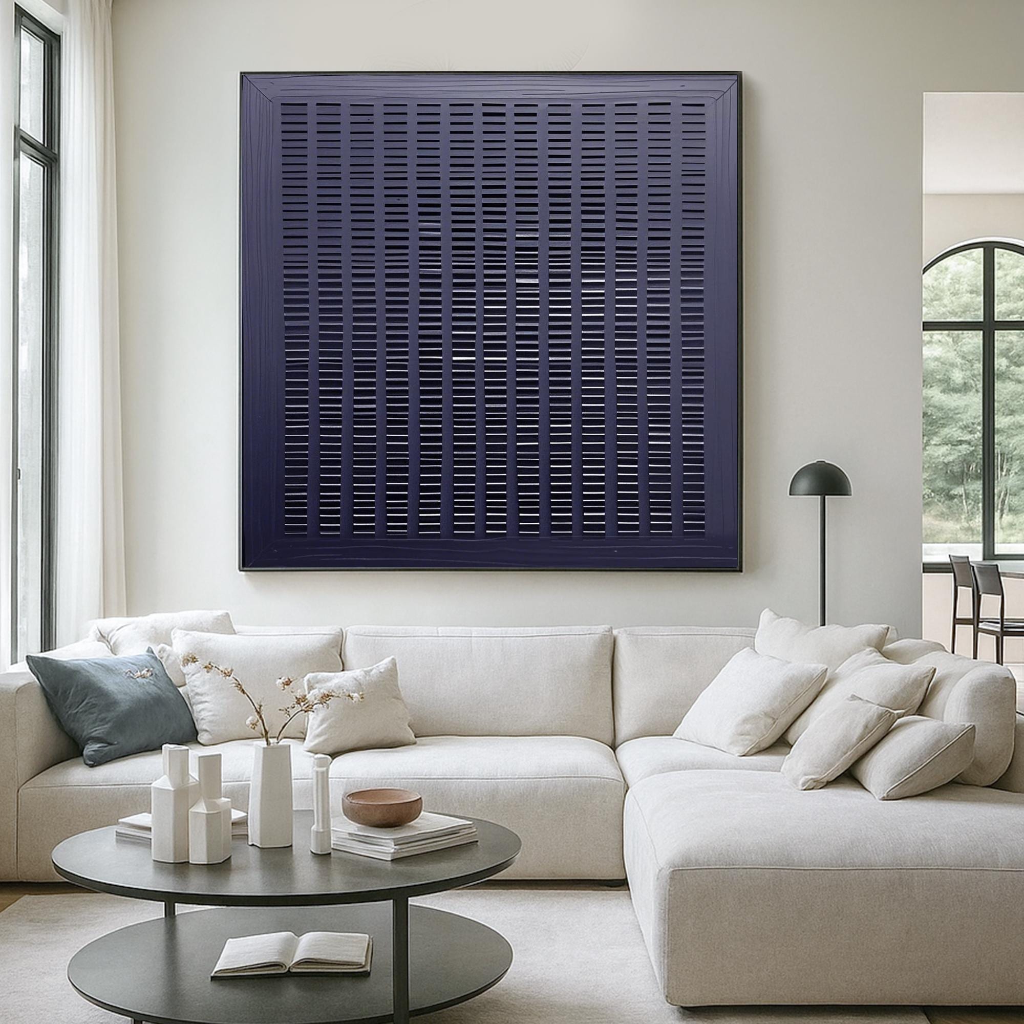 Original Black Abstract Oil Painting on Canvas | Textured Vertical Lines Wall Art | Modern Minimalist Geometric Home Decor for Living Room