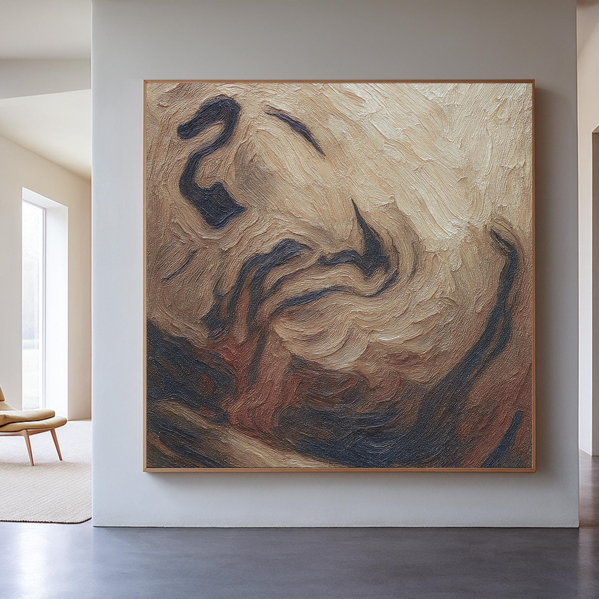 Neutral Earth Tone Abstract Painting | Textured Hand Painted Canvas Art in Beige and Brown | Modern Wabi Sabi Wall Decor for Bedroom