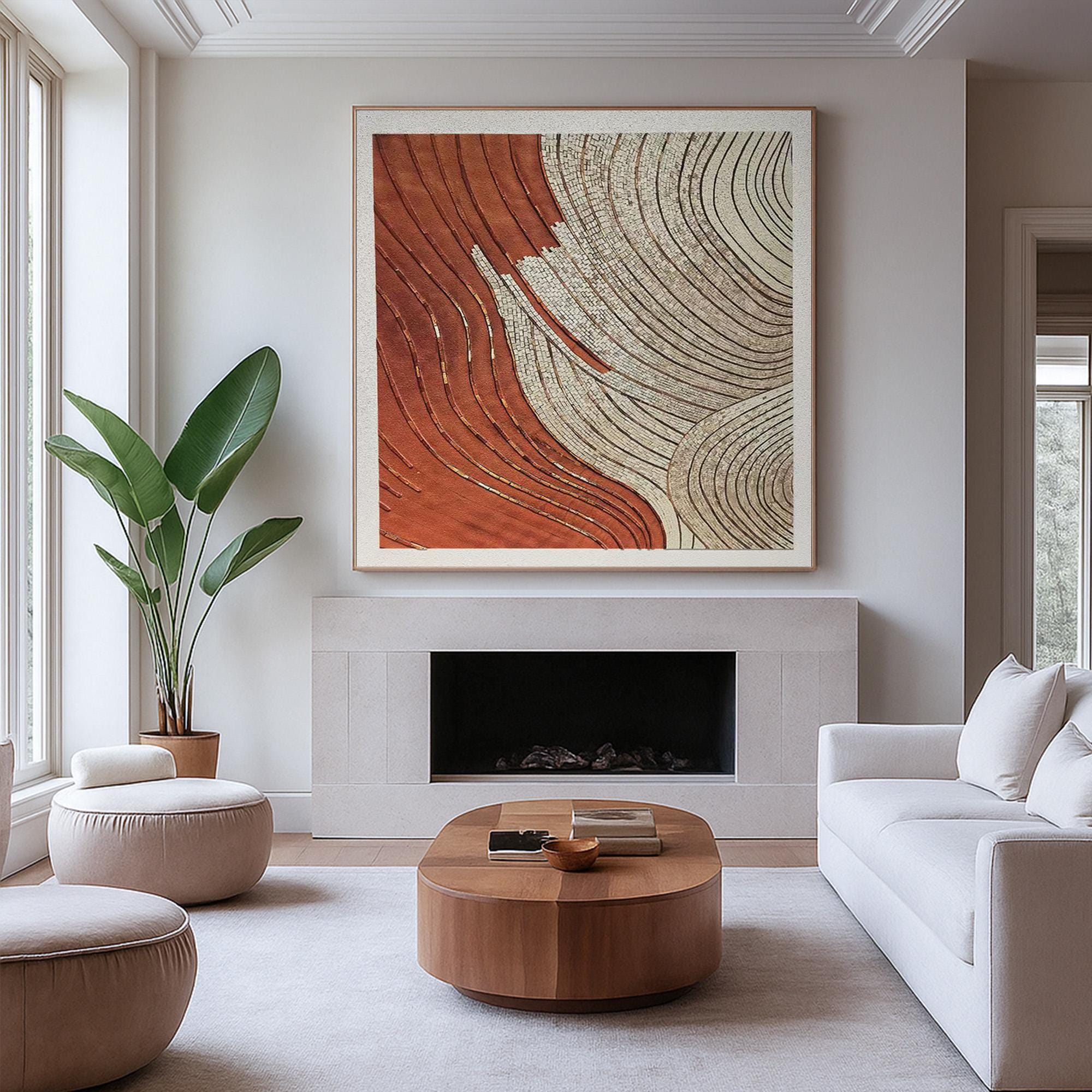 Textured Abstract Wall Art on Canvas | Earth Tone Curved Line Painting | Modern Handcrafted Organic Flow Artwork for Boho Home Aesthetic